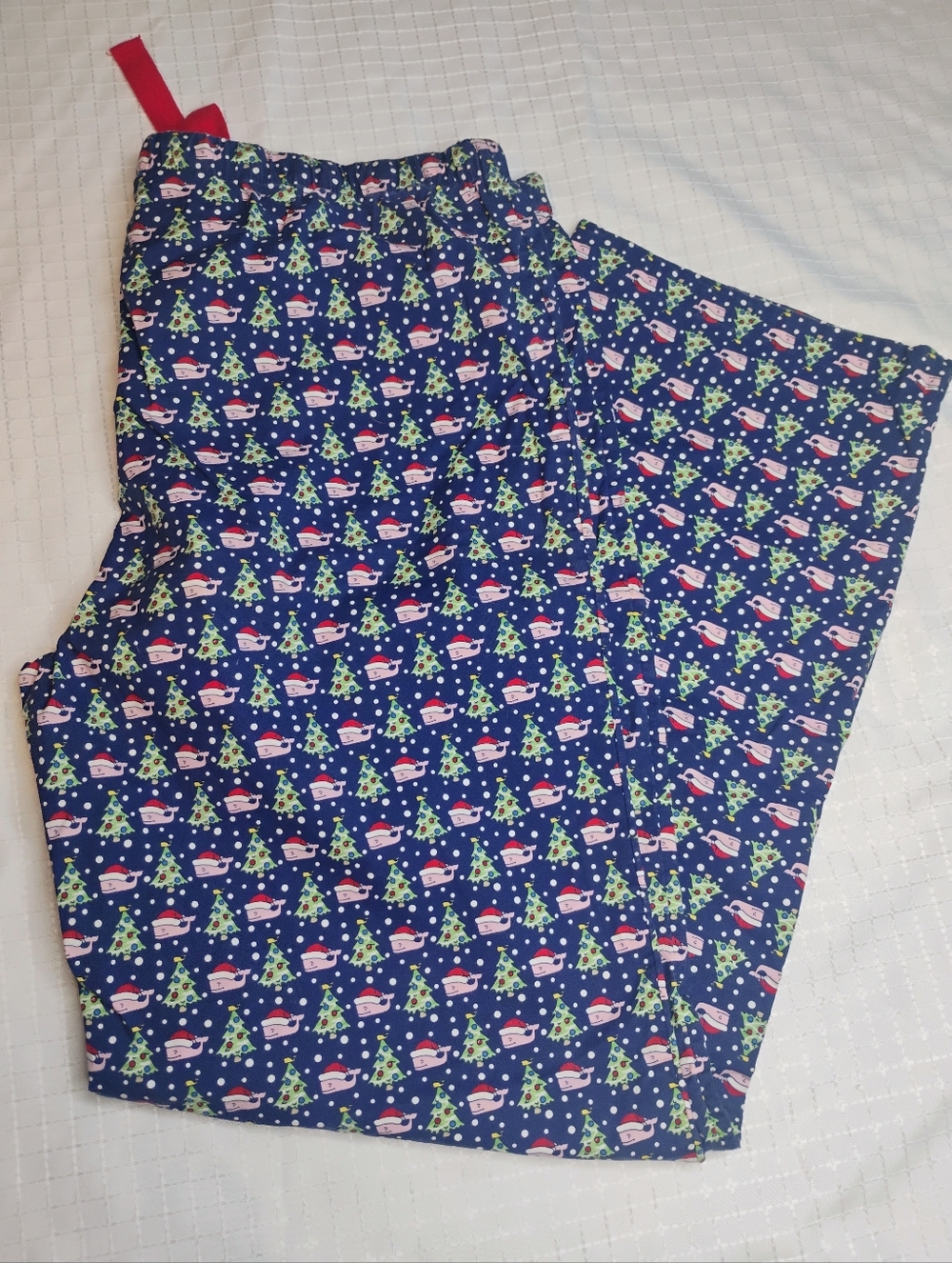 Vineyard Vines Navy Holiday PJ Pants with Red Drawstring